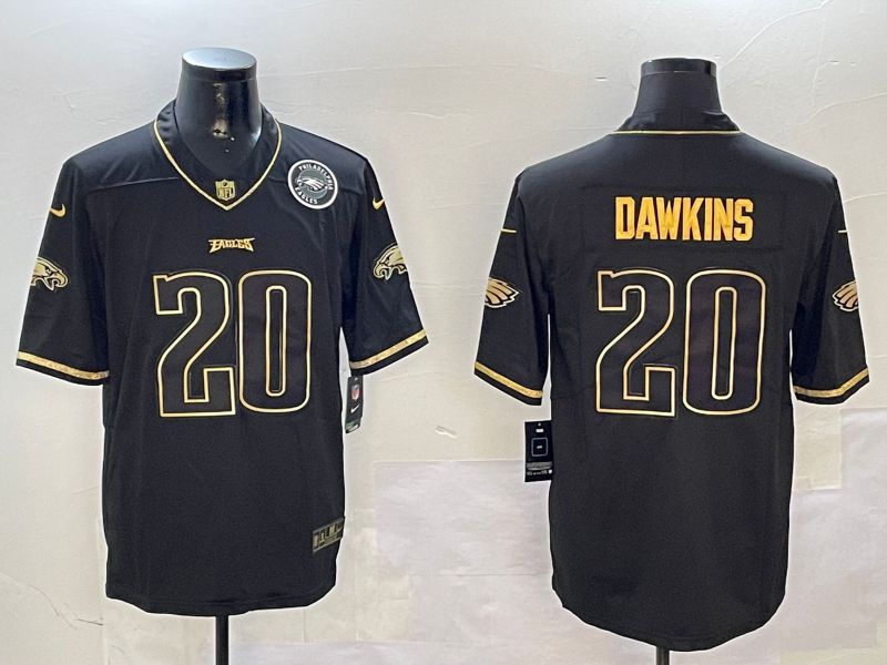 Men Philadelphia Eagles #20 Dawkins Black Gold Throwback 2024 Nike Limited NFL Jersey style 2->philadelphia eagles->NFL Jersey